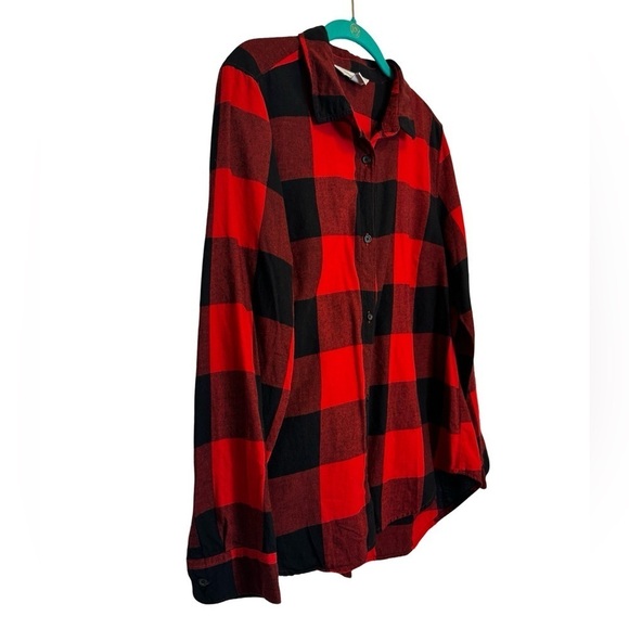 Old Navy The Classic Shirt Button Up Buffalo Plaid Black and Red Mens Size L - Picture 3 of 12